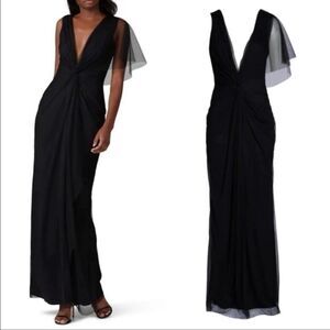 KATIE MAY Olivia Black Lace Mesh Formal Maxi Gown Dress Size Small